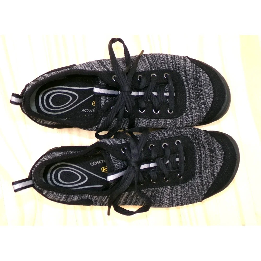 Keen Hush Knit Trail Shoes Womens Black Gray Size 7 Hiking Lace Up Low Top